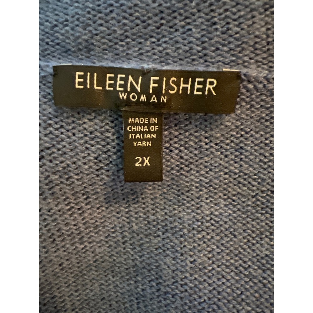 Eileen Fisher 2X Merino Wool Open Front Cardigan Roll Neck Italian Yarn Sweater - Picture 3 of 5